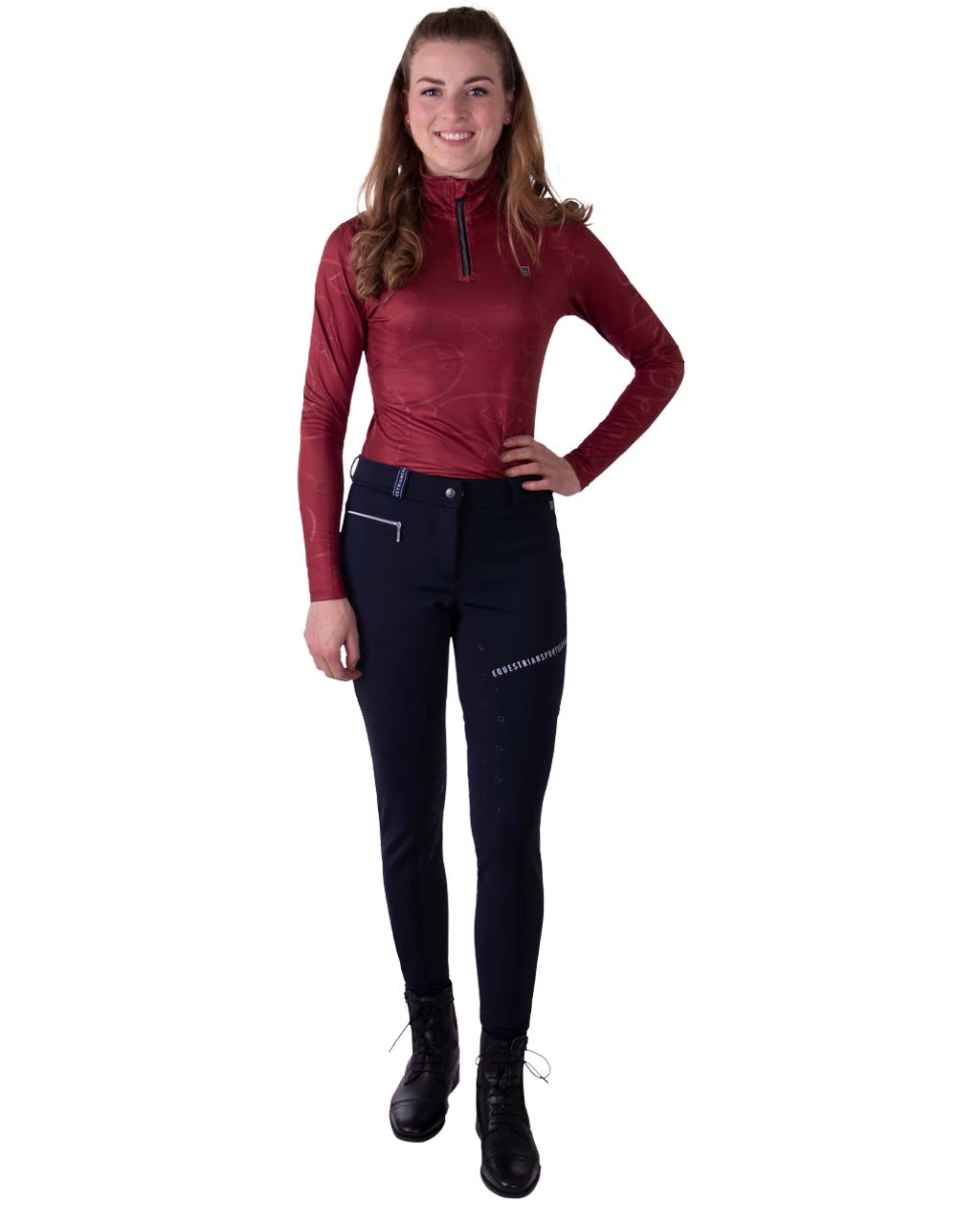 Marlous Fuldgrip Vinter Ridebukser - Navy-QHP
