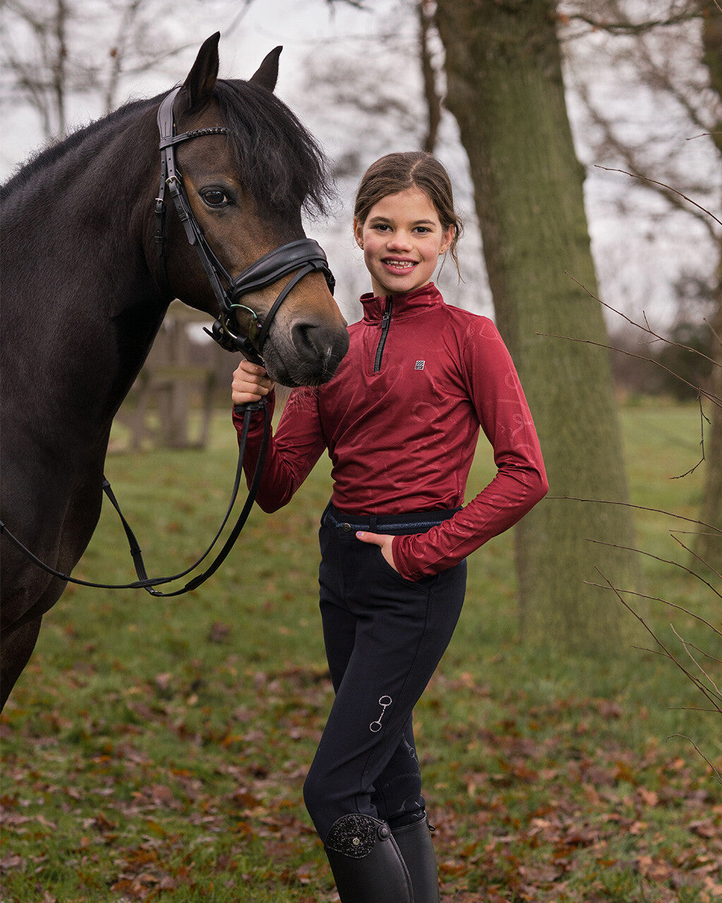 Carrie Junior Full Grip Ridebukser - Navy-QHP